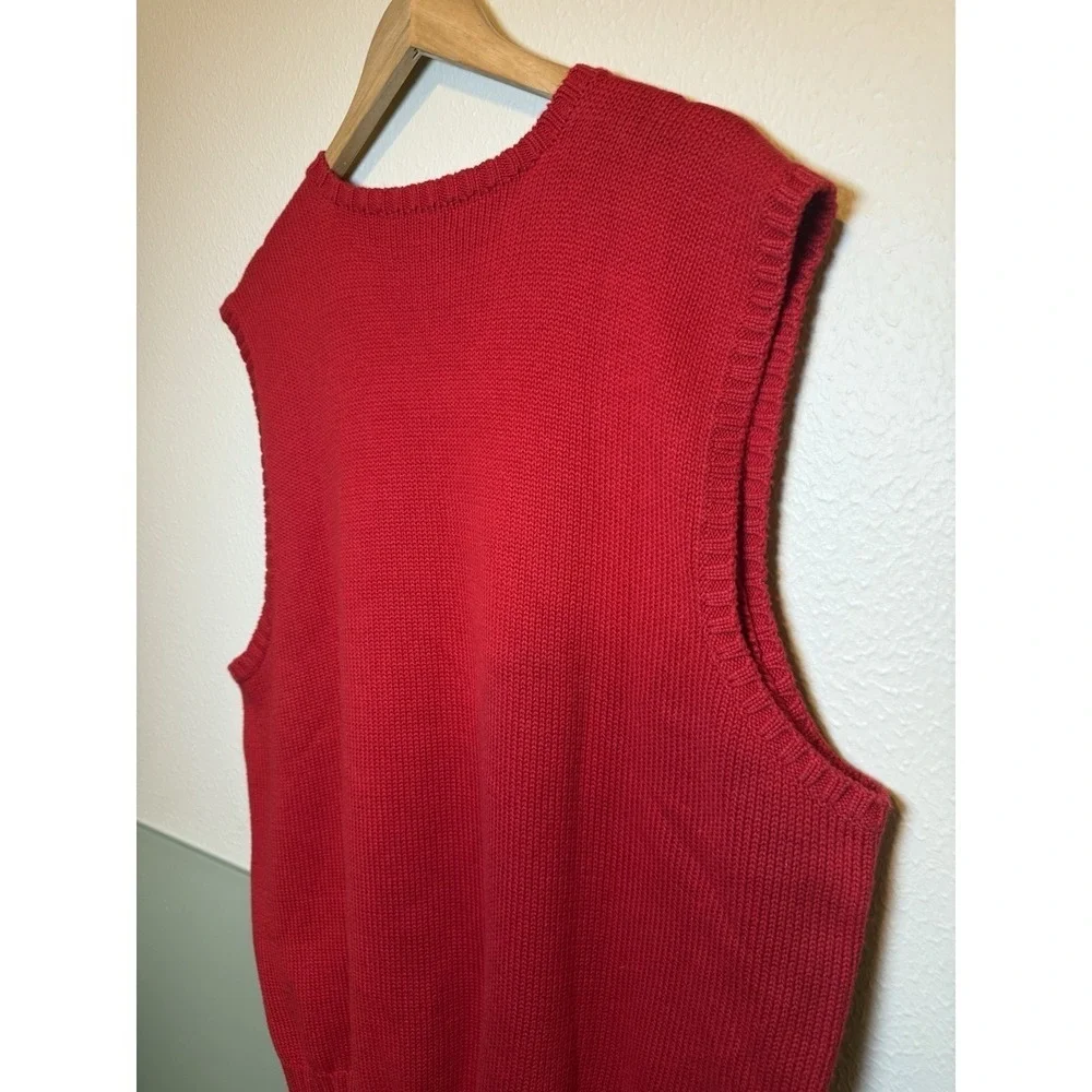 VTG Polo Ralph Lauren Sweater Vest Red Preppy Ribbed V Neck Tennis Golf Vest XXL